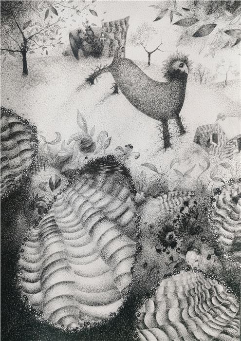 Paul Kerr, Asleep In Nature, Pen and Ink, 42 x 60cm